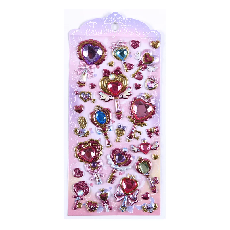 Cute three dimensional toy, shiny sticker, 3D, with gem