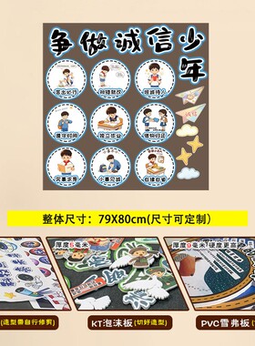 争做诚信少年主题墙贴校园文明