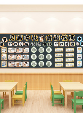 小学中秋节主题墙环创黑板报