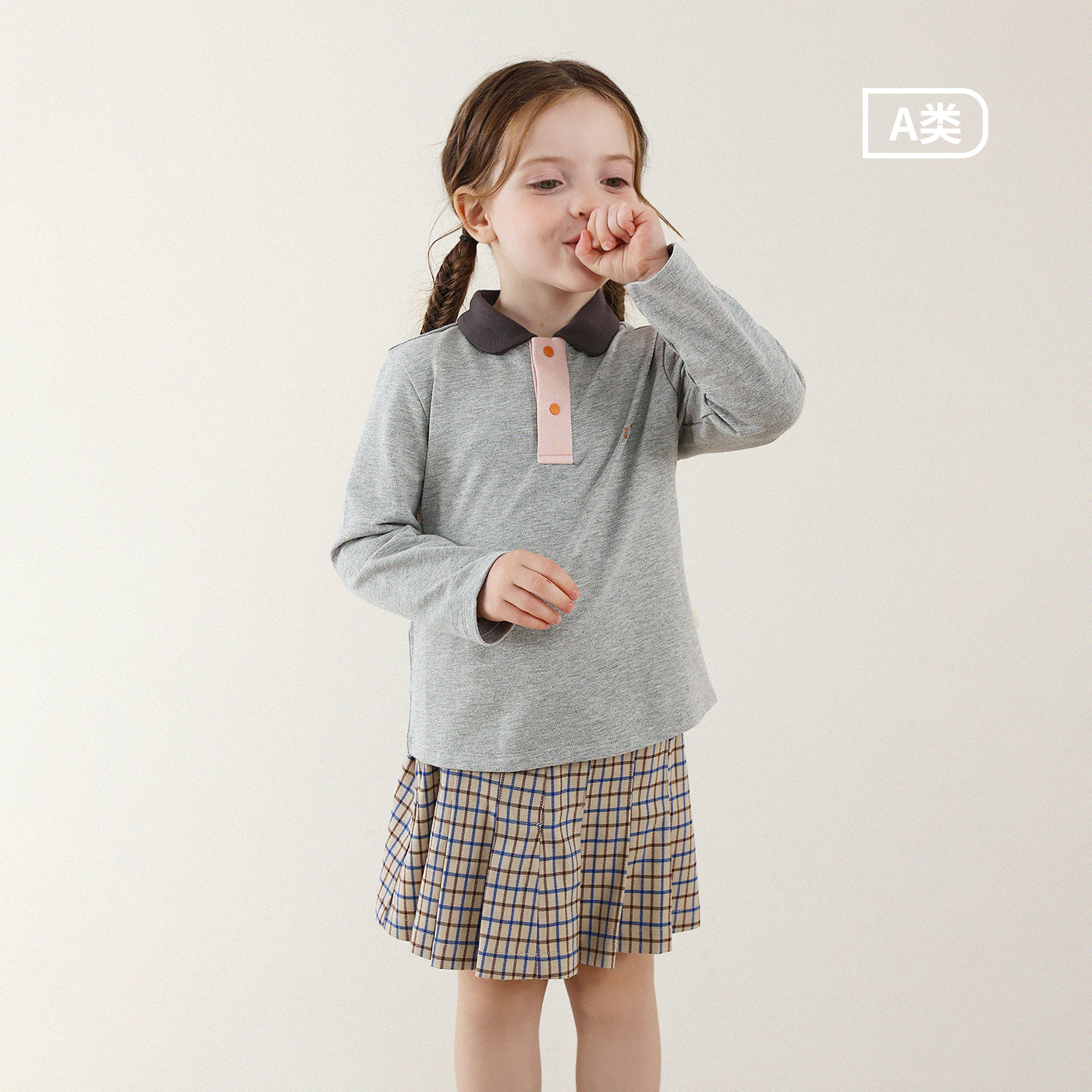 允儿妈女童秋季新款polo翻领撞色长袖宝宝时尚T恤儿童春秋上衣潮 - 图0