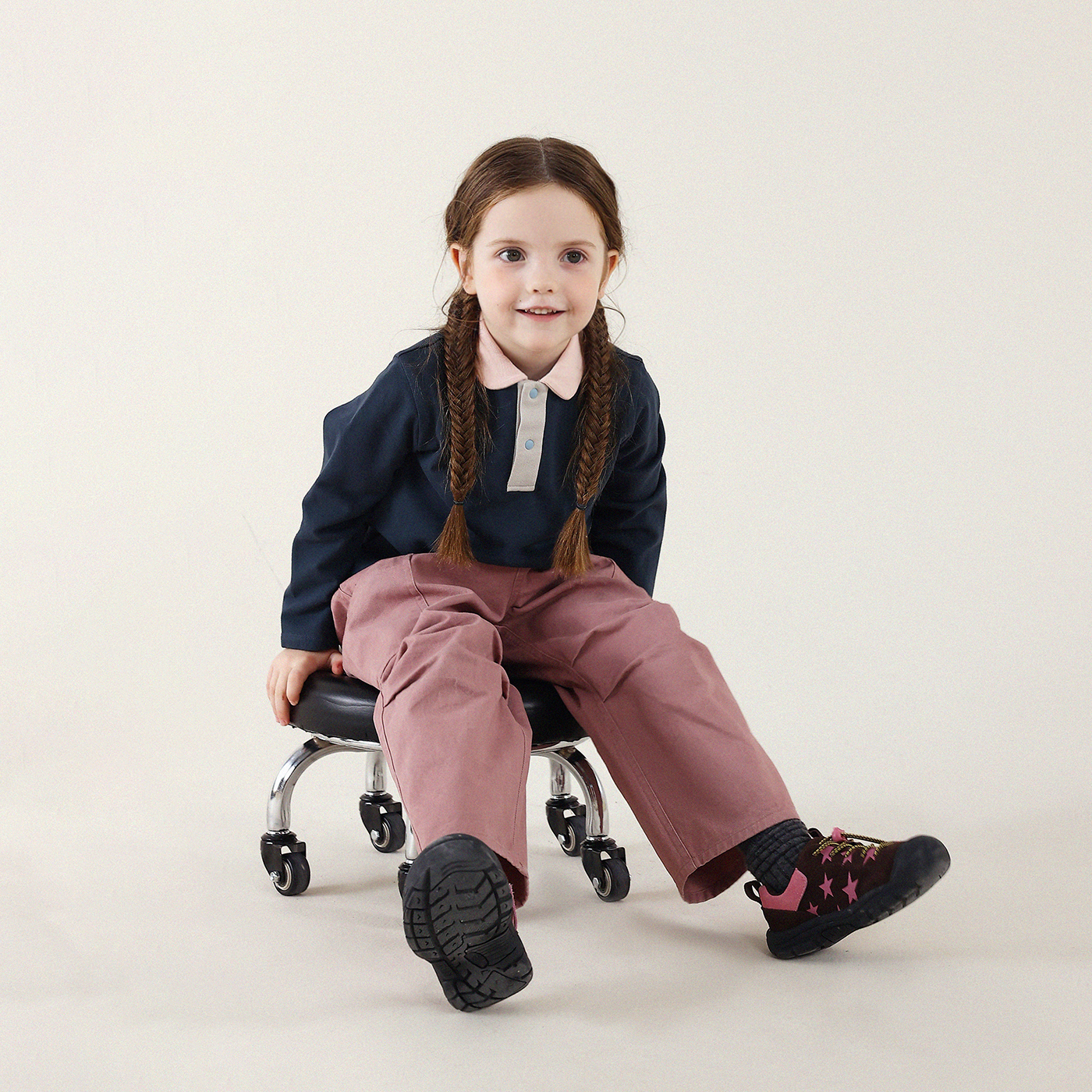 允儿妈女童秋季新款polo翻领撞色长袖宝宝时尚T恤儿童春秋上衣潮 - 图2