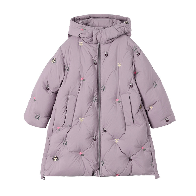允儿妈女童冬季杜邦三防90白鸭绒刺绣长款羽绒服儿童防风连帽外套,淘宝优惠券,粉丝福利购,淘宝优惠卷