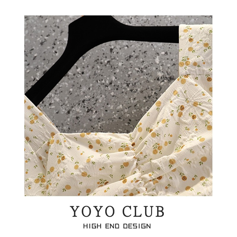 YOYO CLUB大码女装甜美初恋感泡泡袖连衣裙夏季梨形身材碎花裙子_虎窝淘