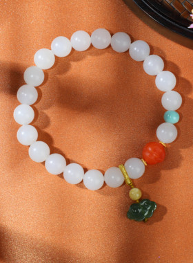 帝廷珠宝家原创设计 和田玉8MM手串女 白玉羊脂玉手链 精致婉约款