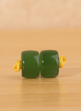 正品俄料碧玉老坑阳绿色直切珠