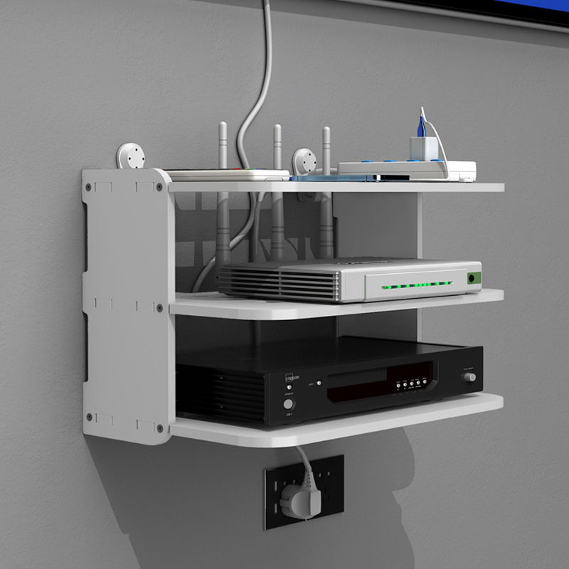 路由器收纳盒墙上壁挂式wifi置物架免打孔客厅卧室机顶盒放置架子 - 图1