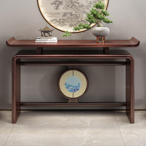 新中式玄关桌乌金木条案客厅入户门靠墙玄关台供桌超窄实木玄关柜 - 图2