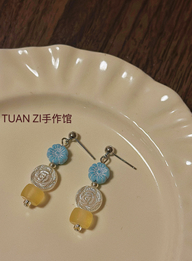 晚风告白 原创自制复古气质高级感甜美小众花朵耳环耳钉少女耳夹