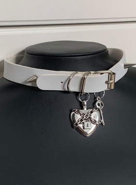 亚文化朋克金属项圈pu皮铆钉设计感颈饰甜酷锁骨链小众