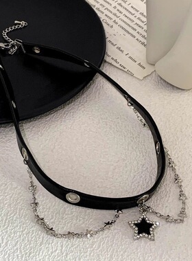 黑色星星脖颈链项圈挂脖配饰项链甜酷辣妹风锁骨链2025新款