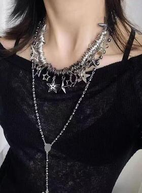辣妹y2k亚文化繁星透明碎石流苏choker项链女小众设计感锁骨链潮