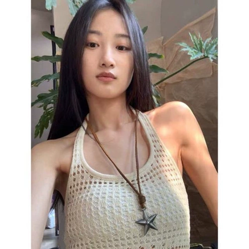 Регулируемая подвеска, кожаное металлическое серебряное ожерелье, длинный свитер, в стиле панк