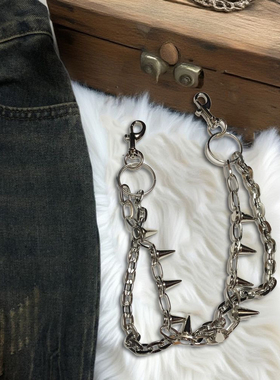 街头辣妹朋克复古个性嘻哈百搭链条铆钉ins配饰金属腰链牛仔裤链