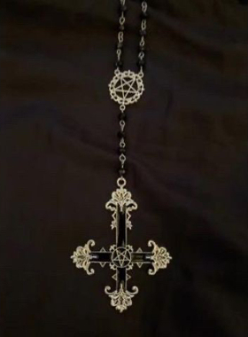 万圣节项链Lolita颈链哥特暗黑朋克亚文化黑色十字架项链