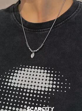 欧美吊坠高街钛钢项链小众设计卫衣配饰毛衣链男女气质几何元素