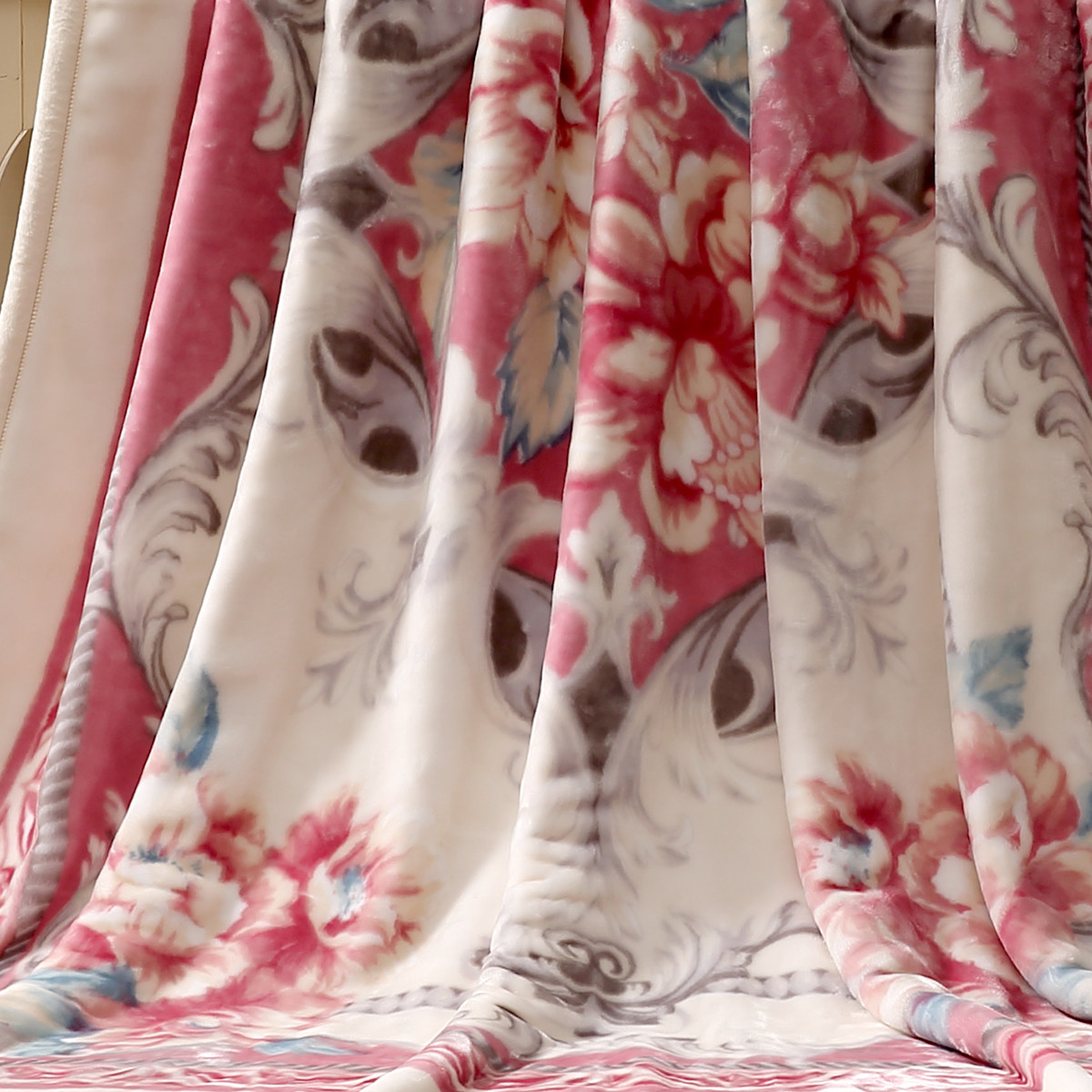 富安娜加厚双层卧室铺床午睡毯床单 富安娜休闲毯/毛毯/绒毯