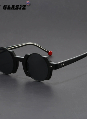 韩版简约插针圆框防晒显脸小墨镜