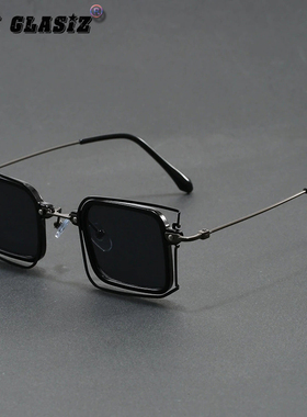 小众时尚超轻双层方框设计潮流时髦太阳镜高级感墨镜防蓝光平光镜