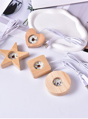 发光水晶圆球实木底座DIY摆件