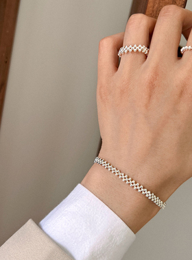 925银银球串珠弹力手链