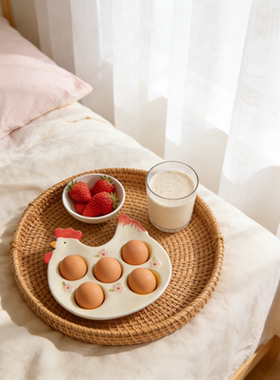 陶瓷创意可爱早餐鸡蛋托餐桌装饰品