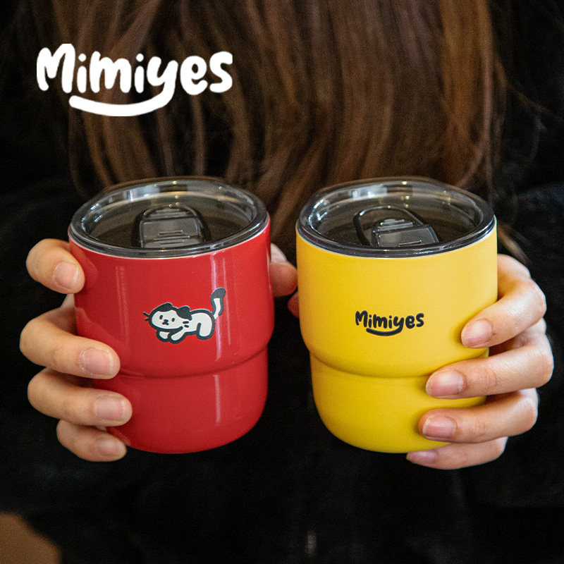 mimiyes周边丨可爱猫猫磨砂黄咖啡杯带盖设计师情侣小巧胖胖杯子,淘宝优惠券,粉丝福利购,淘宝优惠卷