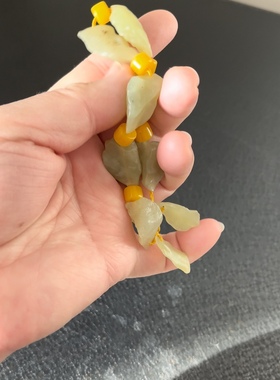 新疆戈壁滩多宝天然若羌和田玉黄玉戈壁料手串独籽