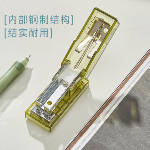 三年二班透明订书机学生用迷你小号手握式订书器家用便携式装订机省力钉书机办公用简约定书机钉外卖打包K - 图2