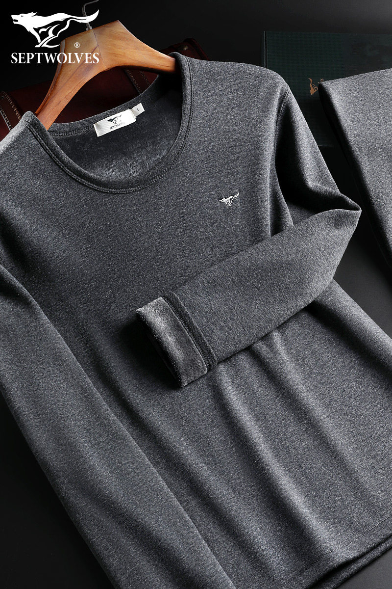 七匹狼男士保暖加绒防寒土发热内衣 七匹狼鼎丰保暖套装