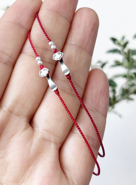 极细款s925银如意本命年红绳手链女纯银原创设计高级精致闺蜜红绳