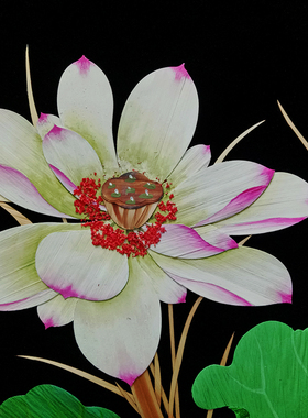 大幅民间手工艺挂画纯手工制作装饰画麦秆画麦秸画简约黑色镜框画