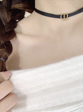 奥米迪奥CD复古做旧颈链choker黑