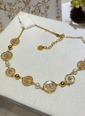 D家新款白贝母CD蜜蜂星星项链女