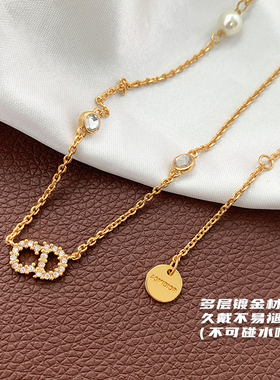 奥米迪奥cd小米珠镶钻珍珠项链