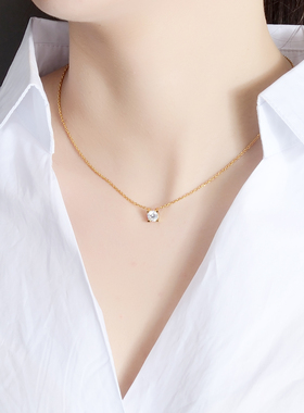 迪奥纯银18k金四爪韩国项链简约