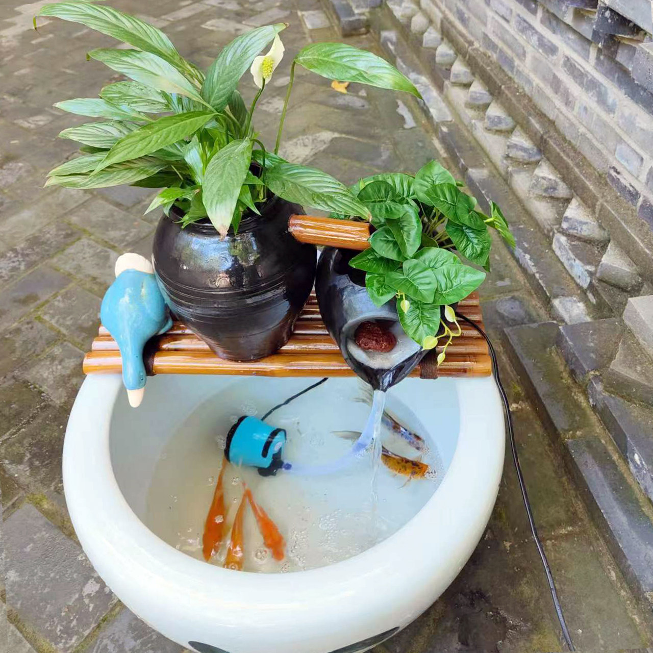 陶瓷循环流水古法养鱼庭院造景摆件室内增氧过滤创意流水配件,淘宝优惠券,粉丝福利购,淘宝优惠卷