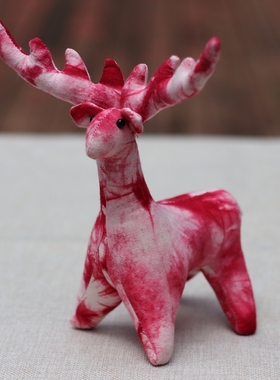 云南大理丽江手工扎染蓝染布艺动物扎染小鹿摆件家居摆件手工扎染