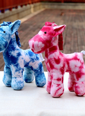 大理非遗扎染布艺小马卡通摆件