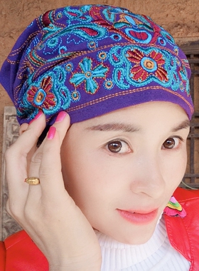 百搭四季复古休闲红色帽子头巾帽