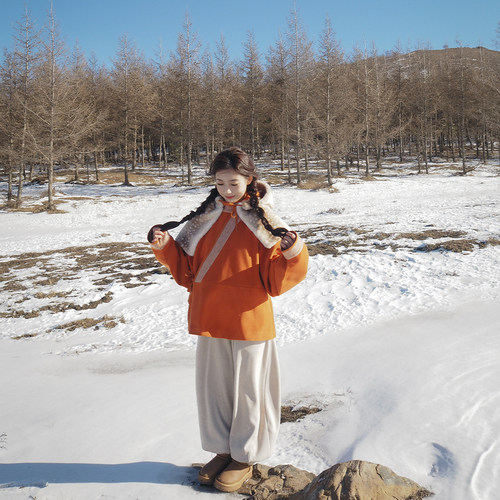 瑞雪风帽 | bi入汉服风帽！原创毛绒汉服帽子保暖小鹿小红帽首服 - 图3