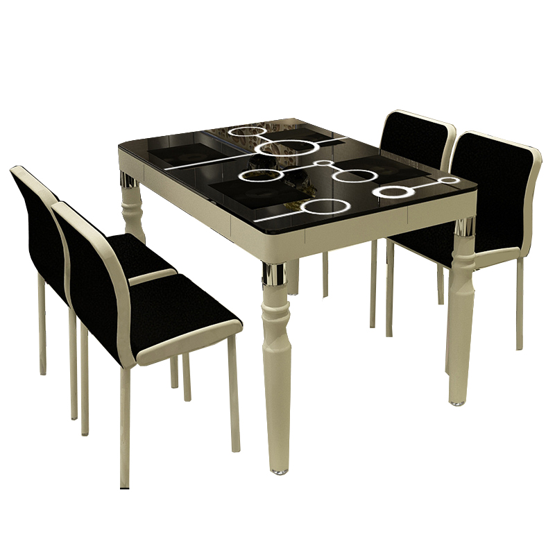 小户型餐桌 简约现代钢化玻璃餐桌椅组合 特价饭桌长方形餐台椅子
