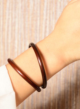 玻璃底鸡血藤手镯情侣饰品小众