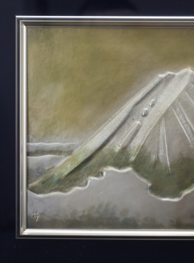 日本竹秀作富士山铜版画，框长53厘米，宽44厘米，画长32厘米。