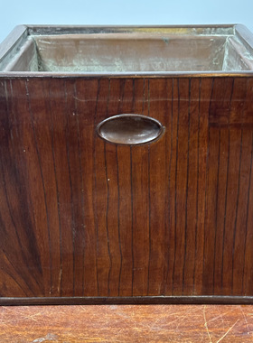 日本原木方形老火钵，高24厘米，长宽29厘米内23.5厘米，结实耐用