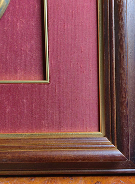 日本北村西望作实木框童真少女铜制挂件，长宽35.5厘米铜像直径