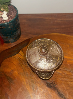 竹山春景作般若心经备前烧宝瓶，上口直径8.5厘米高7.5，150毫升