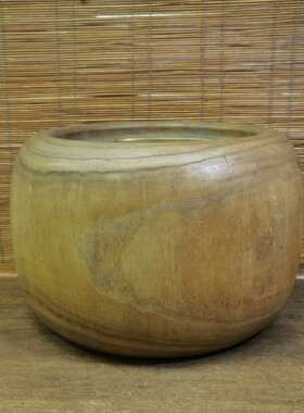 日本素面桐木铜胆火钵，外径31厘米，铜胆内径20厘米，高21厘米