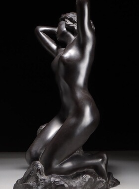 日本清河宗翠作少女铜雕像，重16.9公斤，高61.5厘米，大师作品。