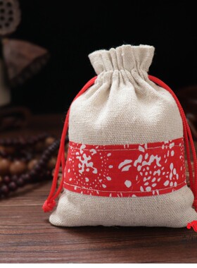 中国风红青花首饰布袋子抽口 茶叶瓷器玉器包装 米 谷物 杂粮包装
