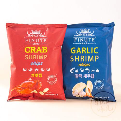 韩国进口FINUTE趣莱福蒜味虾片网红膨化食品办公室儿童休闲小零食 - 图0